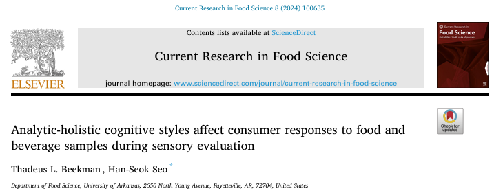 分析-整体认知风格影响消费者对食品和饮料样品的感官评价反应