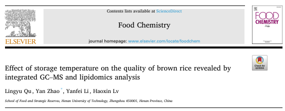 采用气相色谱-质谱联用和脂质组学分析研究储藏温度对糙米品质的影响