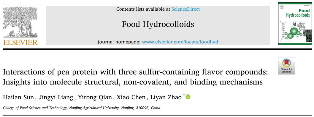  豌豆蛋白与三种含硫风味化合物的相互作用：分子结构、非共价和结合机制的见解