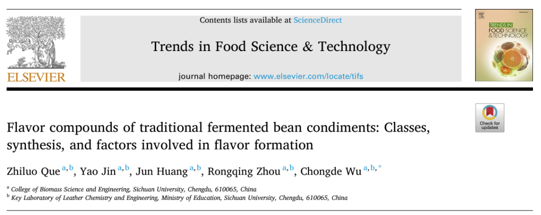  传统发酵豆调味品的风味化合物：类别、合成和风味形成所涉及的因素
