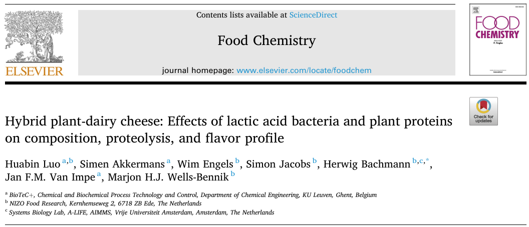 混合型植物-乳制品奶酪：乳酸菌和植物蛋白对成分、蛋白水解以及风味特征的影响